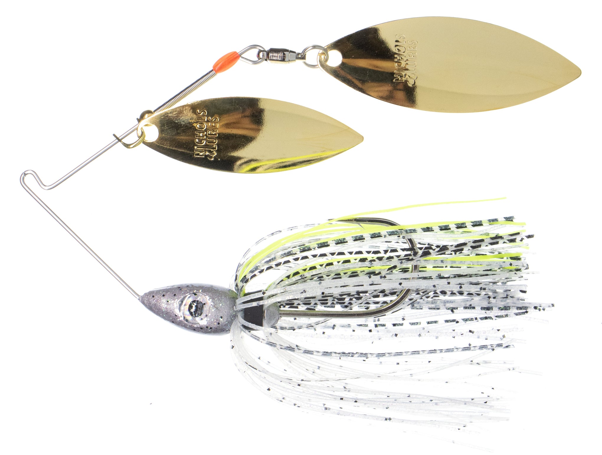 bass spinner lures Nichols Dirty Flake Spinnerbait Spinnerbaiting for Vegetation These spinnerbaits are meticulously designed to maximize productivity Nichols Lures Pulsator Gold Rush